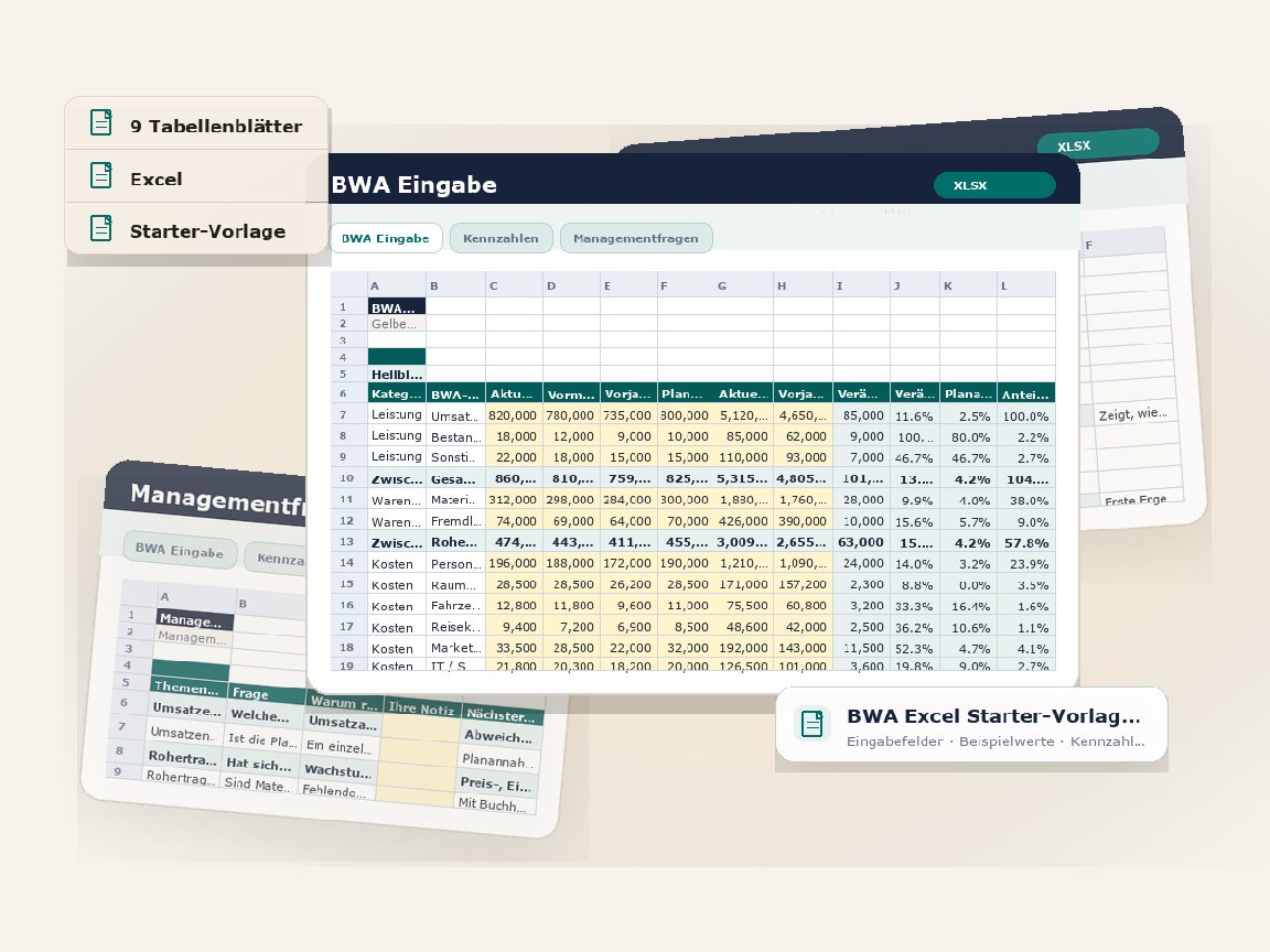 Vorschau des Download-Assets BWA Excel Starter-Vorlage