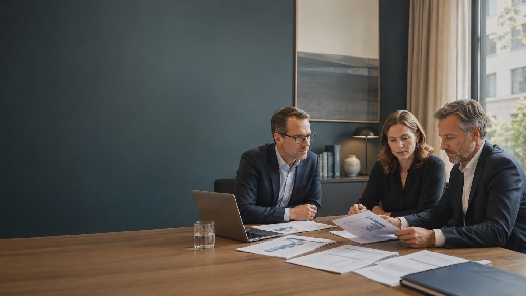 Finanzteam prüft BWA und Summen- und Saldenliste für Management- und Bankgespräch.